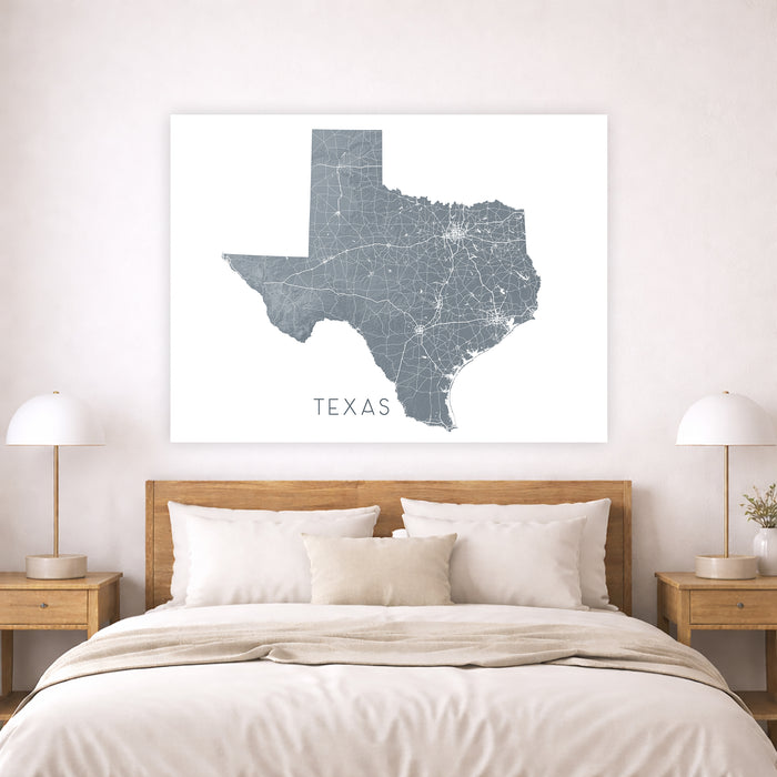 Texas Map Print: Topographic State Wall Art Poster