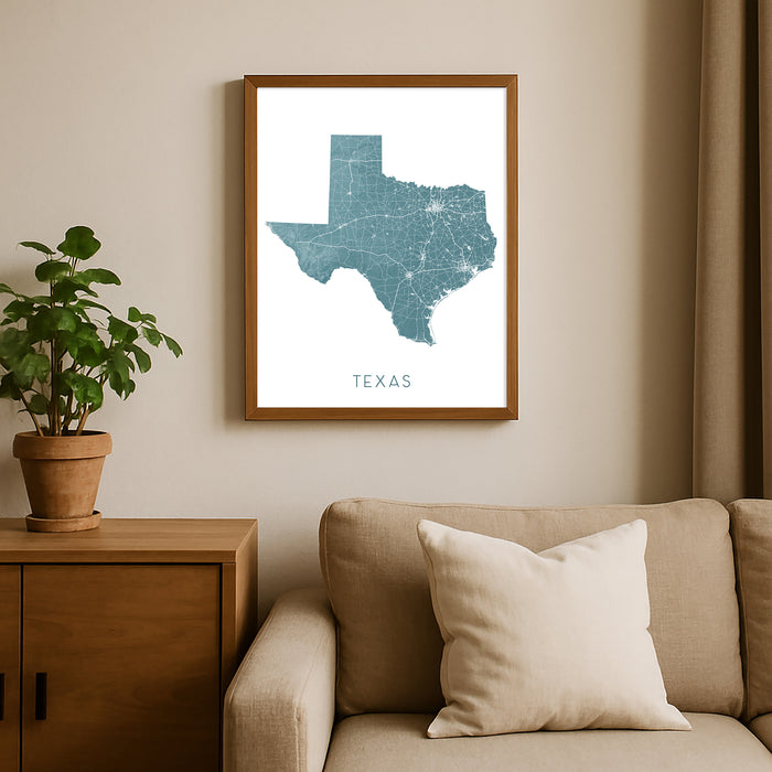 Texas Map Print: Topographic State Wall Art Poster