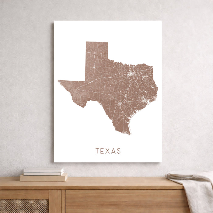 Texas Map Print: Topographic State Wall Art Poster