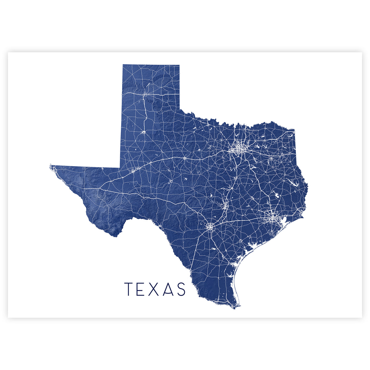 Texas Map Print: Topographic State Wall Art Poster — Maps As Art