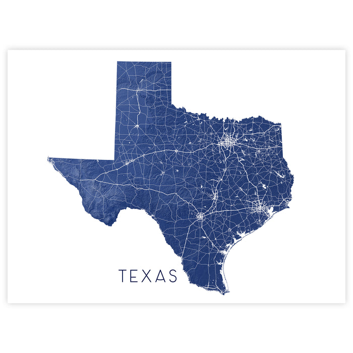 Texas Map Print: Topographic State Wall Art Poster