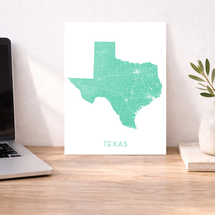 Texas Map Print: Topographic State Wall Art Poster