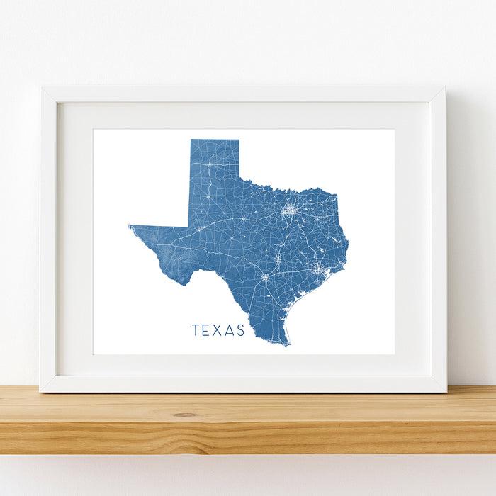 Texas Map Print: Topographic State Wall Art Poster