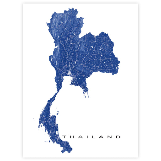 Map of Thailand in blue on a white background
