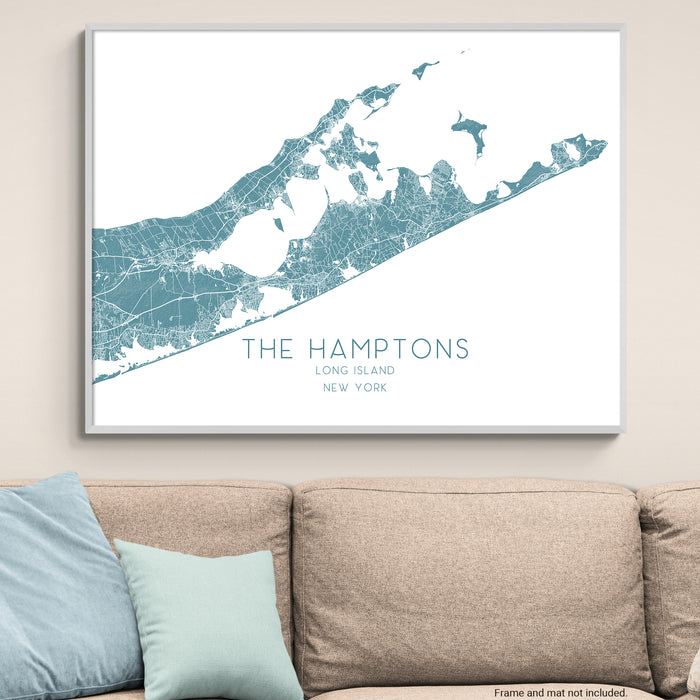 Hamptons Map Wall Art Print: Long Island, New York Poster