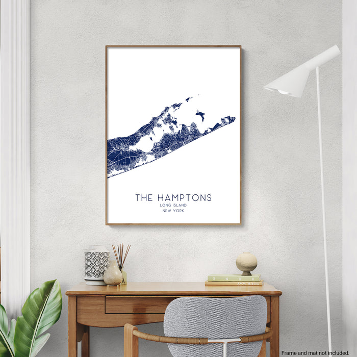Hamptons Map Wall Art Print: Long Island, New York Poster