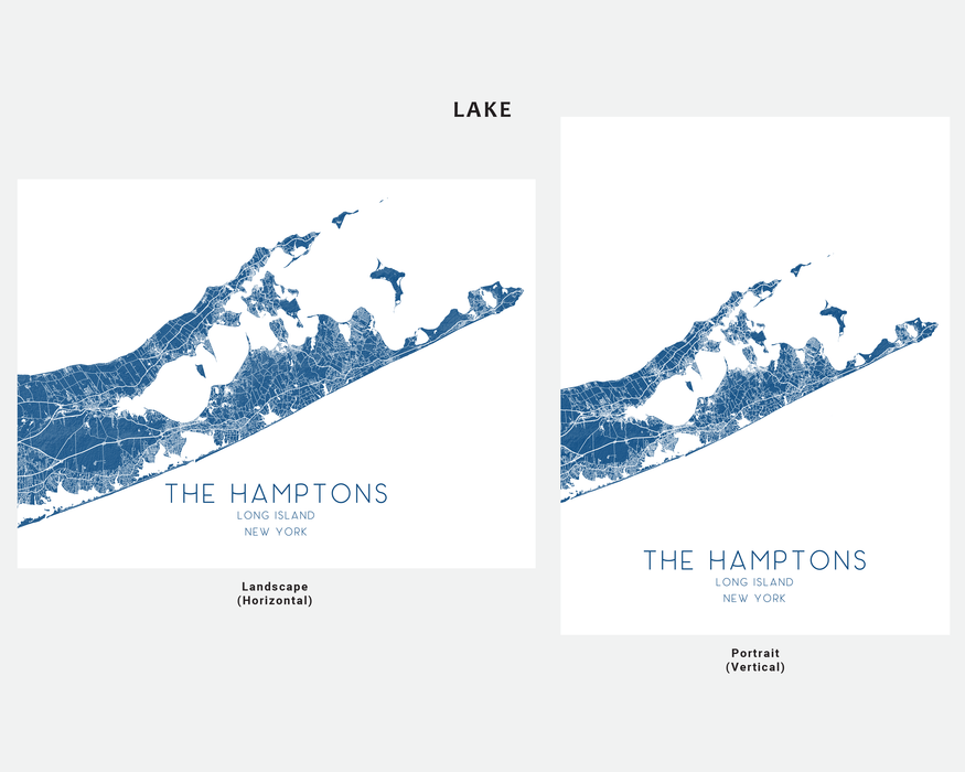 Hamptons Map Wall Art Print: Long Island, New York Poster