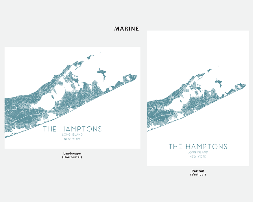 Hamptons Map Wall Art Print: Long Island, New York Poster