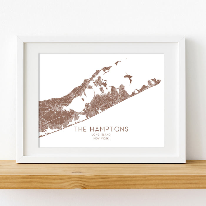 Hamptons Map Wall Art Print: Long Island, New York Poster