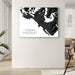 Framed map of Tofino Ucluelet Vancouver Island on a wall in a modern interior setting.