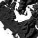 Topographic map of a region with varying shades of black and white