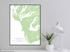 Tofino and Ucluelet, Vancouver Island, BC, Canada map print with natural landscape and main roads designed by Maps As Art.