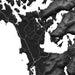 Topographic map with elevation shading in black and white