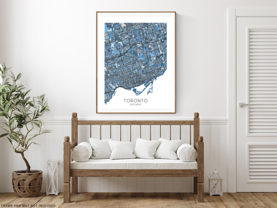 Toronto city map print with a denim blue geometric design by Maps As Art.
