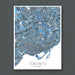 Map of Toronto, Ontario on a dark gray background