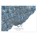 Map of Toronto, Ontario with blue and gray color scheme