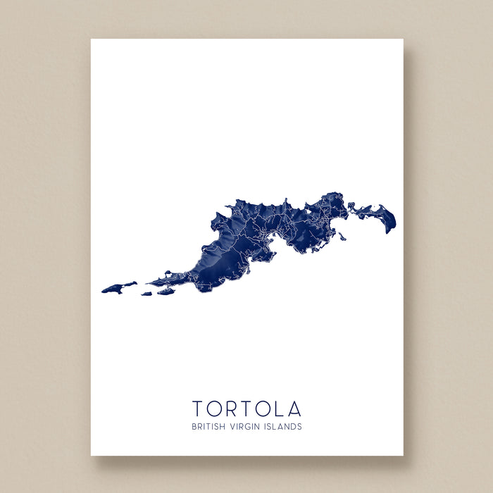Map of Tortola, British Virgin Islands on a white background