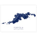 Map of Tortola, British Virgin Islands in blue on a white background