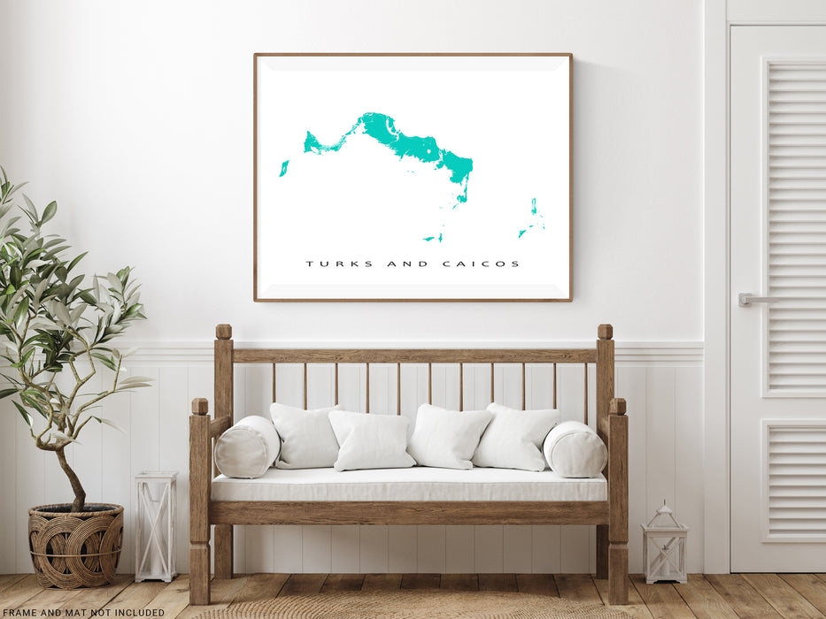 Turks and Caicos map print and main roads designed by Maps As Art.