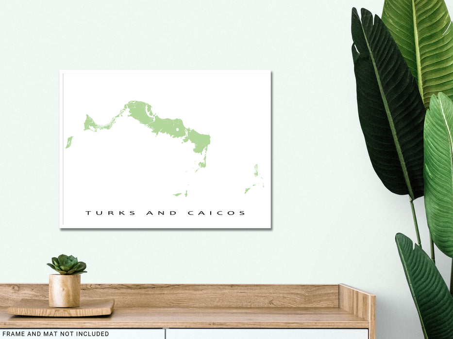Turks and Caicos map print and main roads designed by Maps As Art.