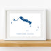 Framed map of Turks and Caicos on a white wall