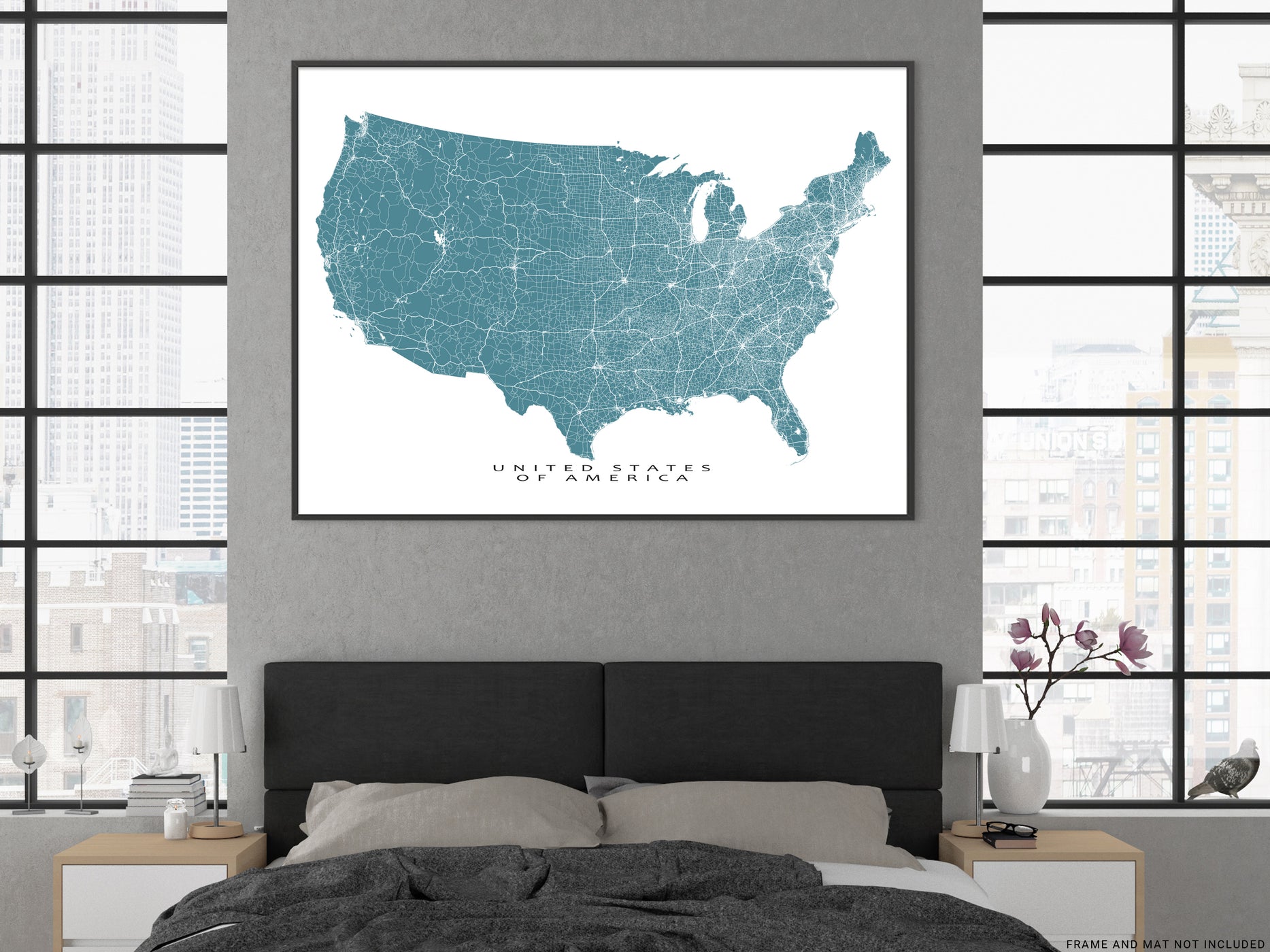 USA Road Map Print Poster, United States of America Wall Art Prints, R