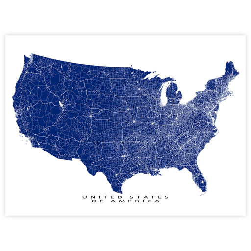 Map of the United States with a blue color scheme on a white background