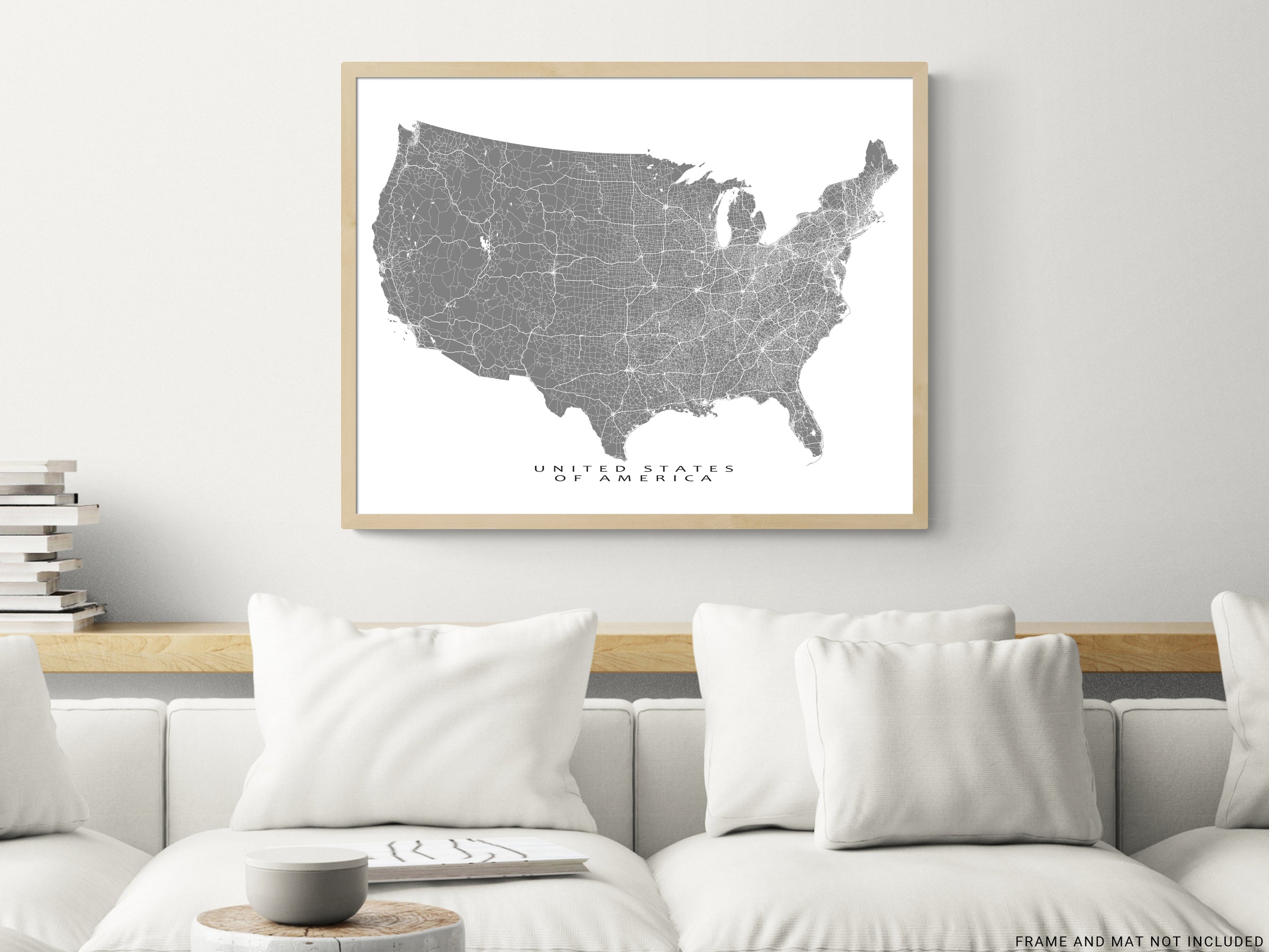 USA Road Map Print Poster, United States of America Wall Art Prints, R