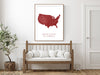 Topographic USA map print with main highways by Maps As Art.