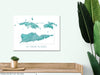 USVI map print with a turquoise topographic design by Maps As Art.