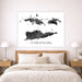 Framed map of US Virgin Islands above a bed in a bedroom setting