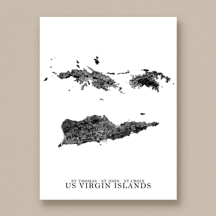 Map of US Virgin Islands on a white background