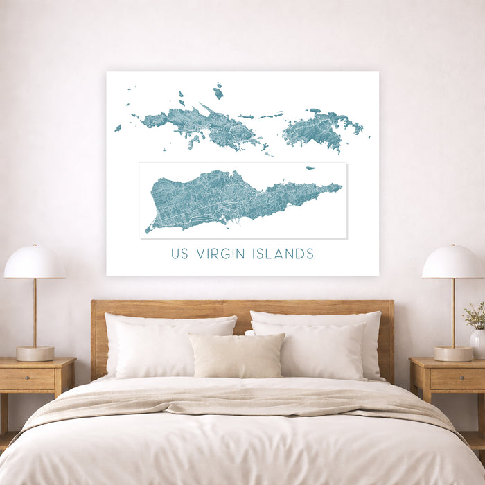 US Virgin Islands Topographic Map Print: USVI Wall Art Poster, St. John, St. Thomas, Saint Croix