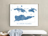 US Virgin Islands map print in Turquoise by Maps As Art.