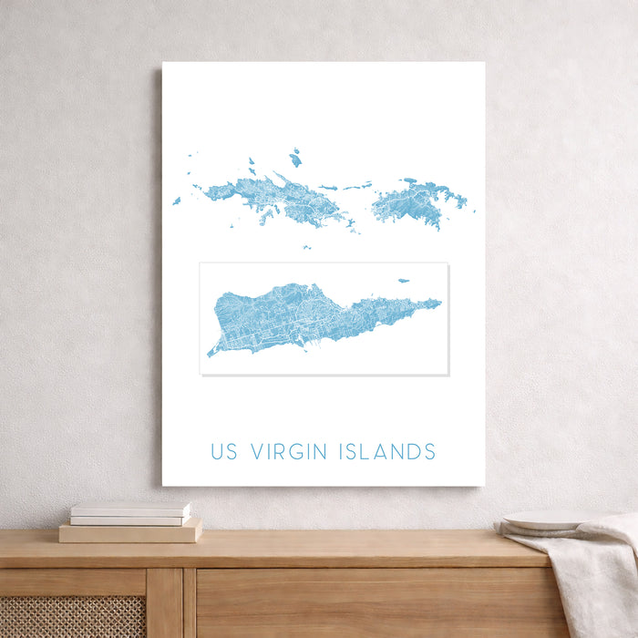 US Virgin Islands Topographic Map Print: USVI Wall Art Poster, St. John, St. Thomas, Saint Croix