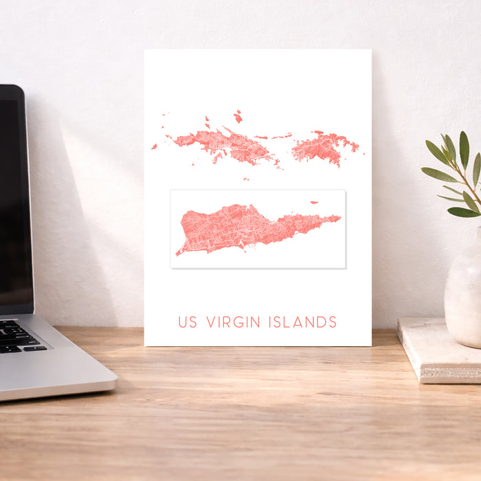 US Virgin Islands Topographic Map Print: USVI Wall Art Poster, St. John, St. Thomas, Saint Croix
