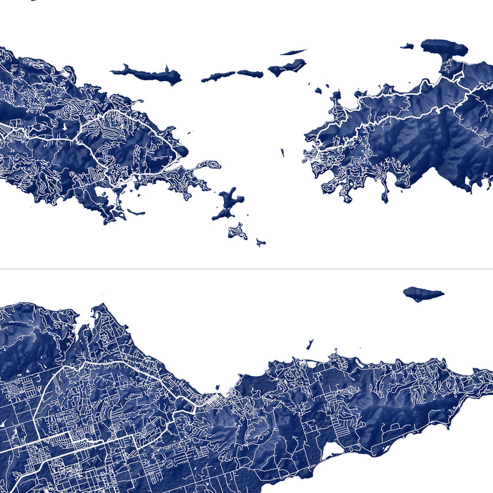 US Virgin Islands Topographic Map Print: USVI Wall Art Poster, St. John, St. Thomas, Saint Croix