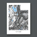 Topographic map of Utah with blue water bodies on a white background