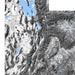 Topographic map of a mountainous region with elevation details.