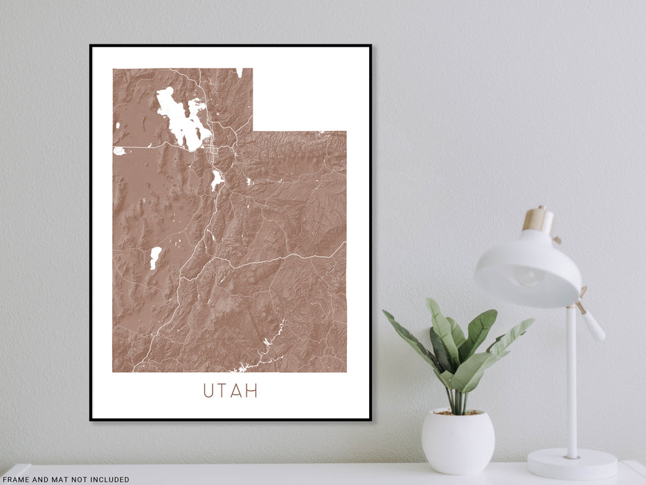 Utah state map print in Vintage by Maps As Art.