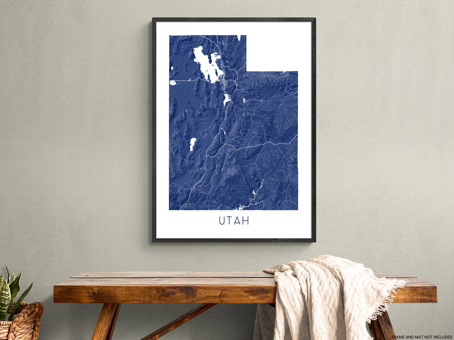 Utah state map print in Vintage by Maps As Art.