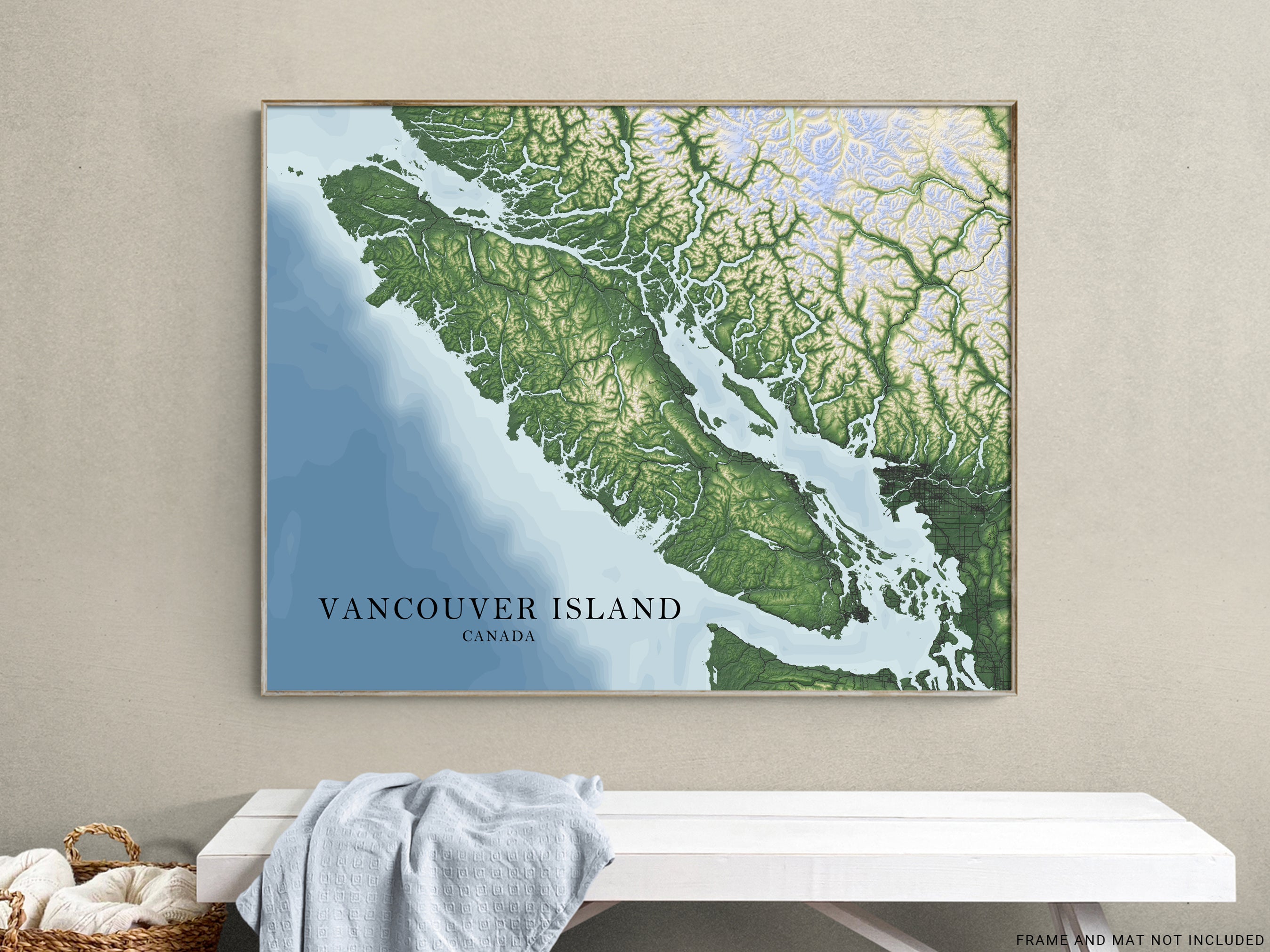 Vancouver Island BC Canada Regional Topographic Map Wall Art Print Pos Vancouver Island Map MapsAsArt Blueblanket 2699x2023 