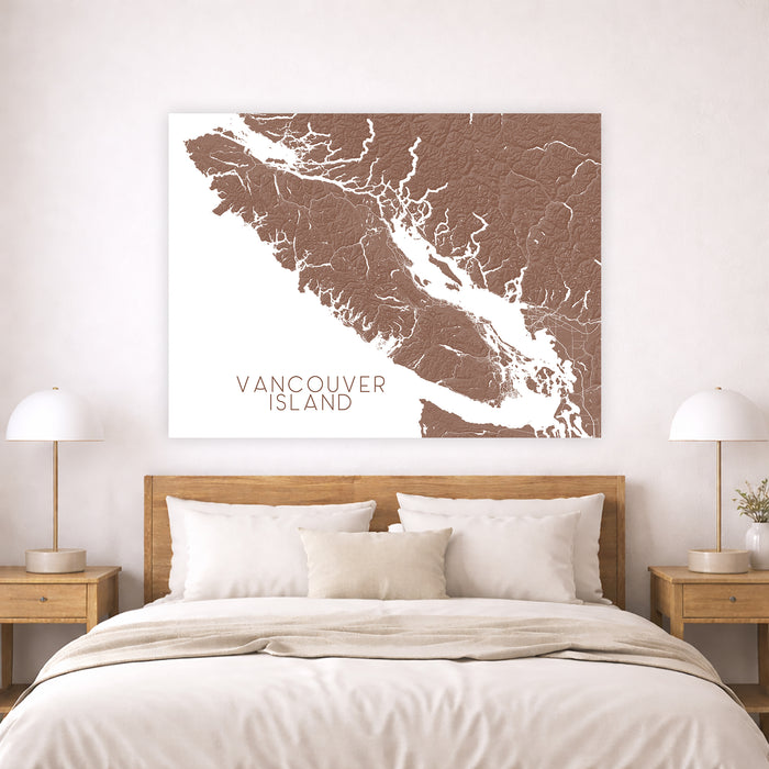 Vancouver Island Relief Map Wall Art Print, Victoria Tofino Nanaimo