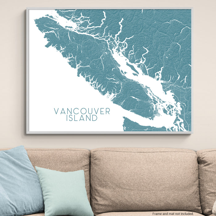 Vancouver Island Relief Map Wall Art Print, Victoria Tofino Nanaimo