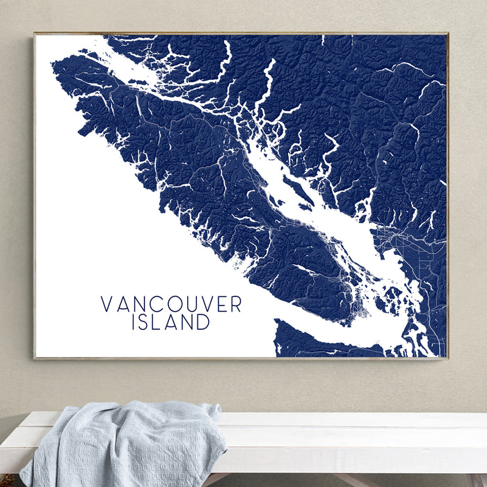 Vancouver Island Relief Map Wall Art Print, Victoria Tofino Nanaimo