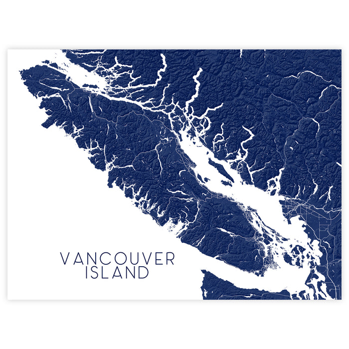 Vancouver Island Relief Map Wall Art Print, Victoria Tofino Nanaimo