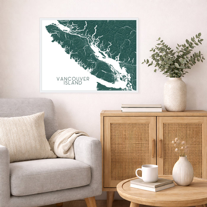 Vancouver Island Relief Map Wall Art Print, Victoria Tofino Nanaimo