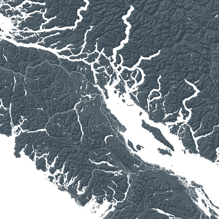 Vancouver Island Relief Map Wall Art Print, Victoria Tofino Nanaimo