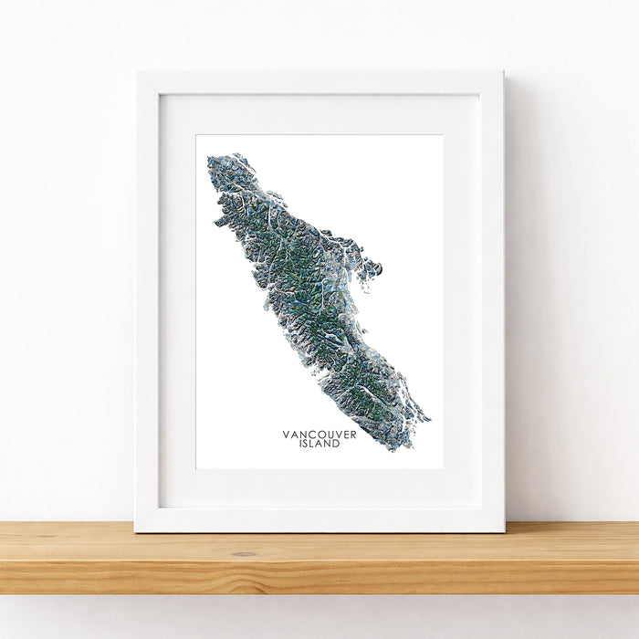 Vancouver Island Canada Map: Geometric Handmade Wall Art Print