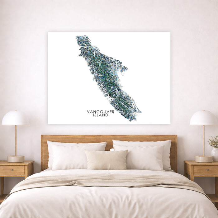 Vancouver Island Canada Map: Geometric Handmade Wall Art Print